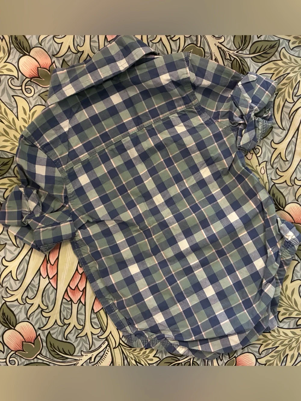 OshKosh B'gosh Blue and Green Plaid Button-Front Baby Onesie